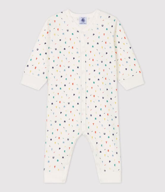 Babies' Multicoloured Letter Patterned Organic Cotton Sleepsuit MARSHMALLOW white/MULTICO white