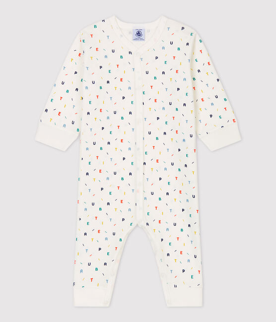 Babies' Multicoloured Letter Patterned Organic Cotton Sleepsuit MARSHMALLOW white/MULTICO white