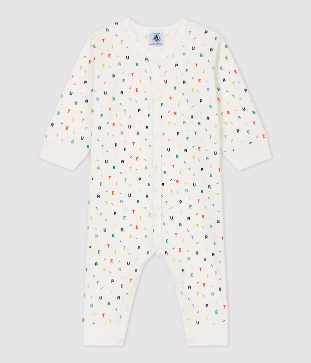 Babies' Multicoloured Letter Patterned Organic Cotton Sleepsuit white/multicolor