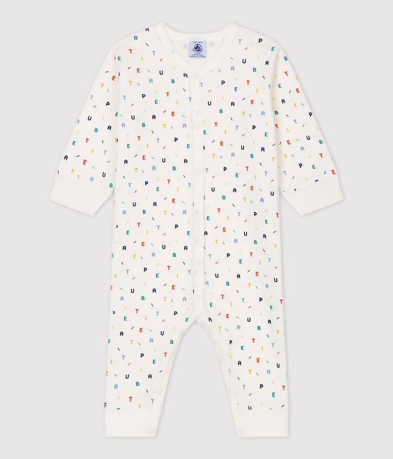 Babies' Multicoloured Letter Patterned Organic Cotton Sleepsuit white/multicolor