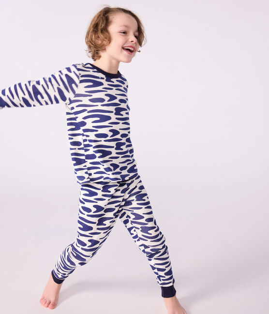 Children's zebra print cotton fancy dress pyjamas MILK blue/SOIR