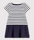 Little Girls' Short-Sleeved Thick Jersey and Cotton Gauze Dress