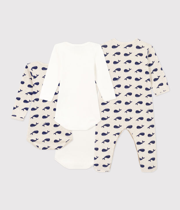 Babies' Pyjamas and 3-Pack of Whale Patterned Bodysuits multicolor
