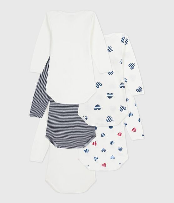 Pack of long-sleeved heart-print cotton bodies for babies variante 1