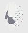 Pack of long-sleeved heart-print cotton bodies for babies variante 1