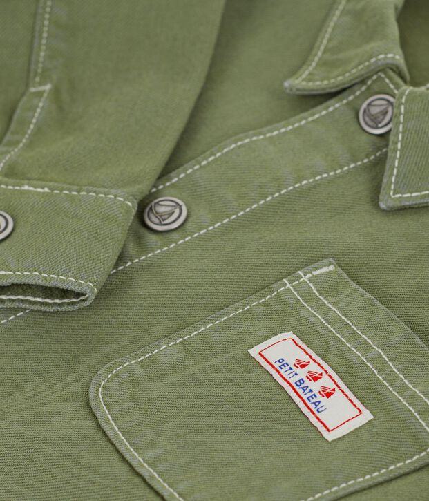 Children's jacket in plain cotton OLIVINE