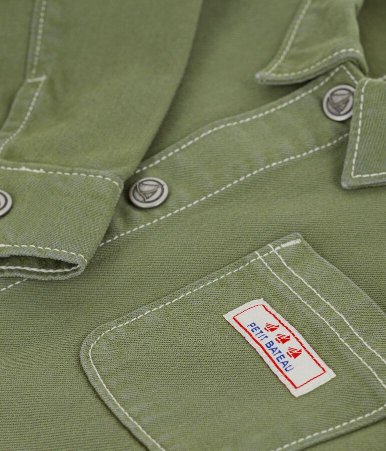 Children's jacket in plain cotton OLIVINE green