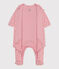 Babies' bodyjama in small heart print tube knit CHARME pink/MARSHMALLOW white