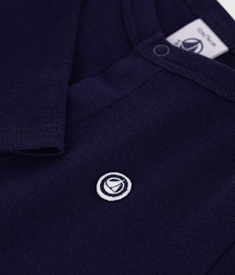 Babies' plain cotton cardigan blue