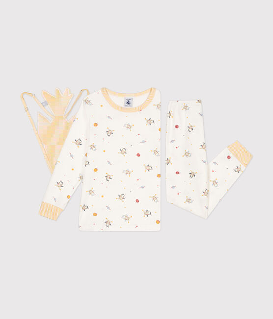 Children's' space fancy dress pyjamas in a cotton print MARSHMALLOW white/MULTICO white