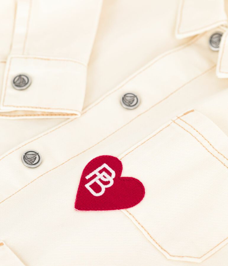 Children's plain denim jacket Ecru