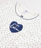 Girl's mini-hearts ribbed nightdress MARSHMALLOW white/MEDIEVAL blue