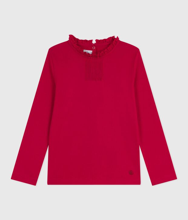 Children's long-sleeved plain cotton T-shirt red