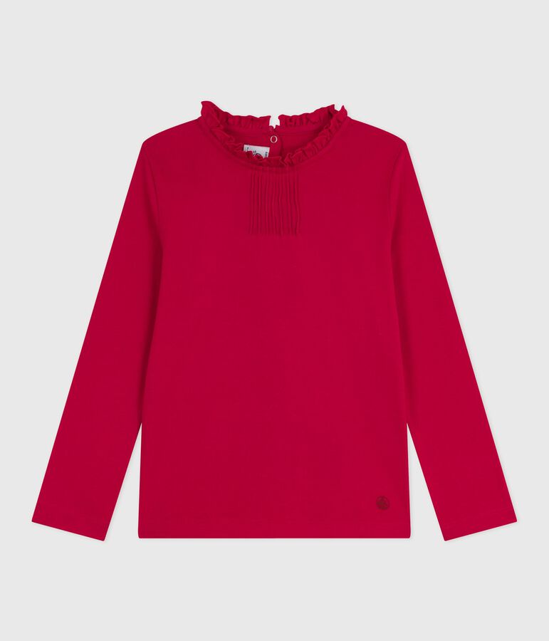 Children's long-sleeved plain cotton T-shirt red