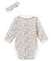Baby girl's long sleeved print bodysuit and headband MARSHMALLOW white/MULTICO white