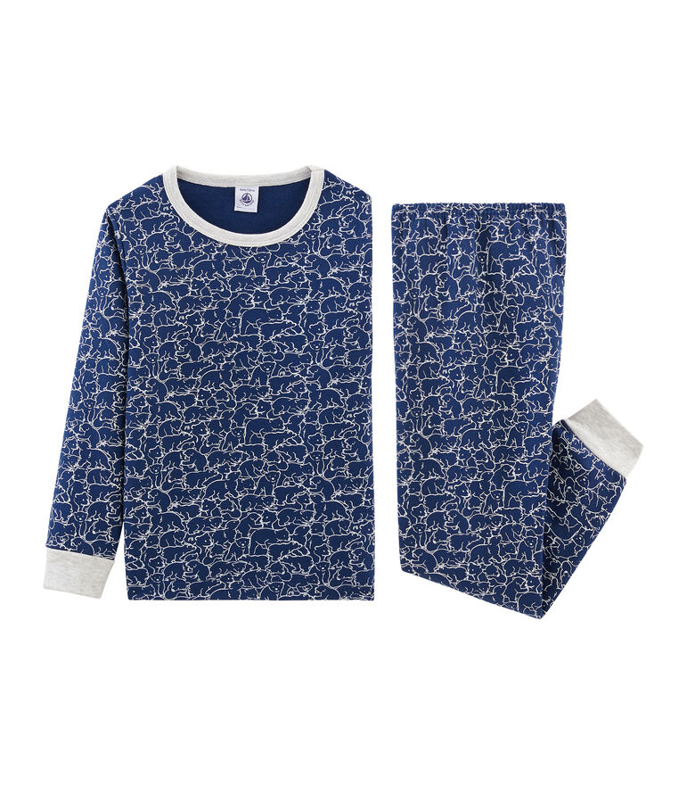 Boys' Fleece Pyjamas MAJOR blue/MARSHMALLOW white