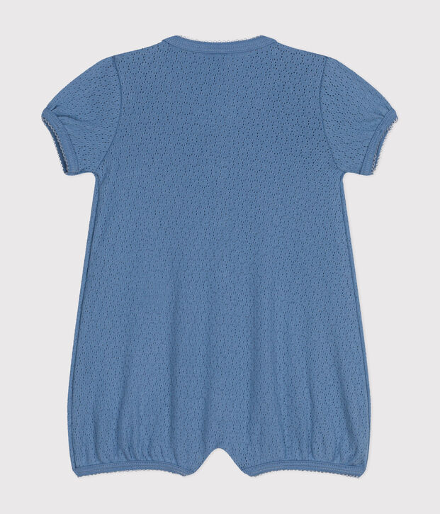 Babies' Openwork Cotton Playsuit blue
