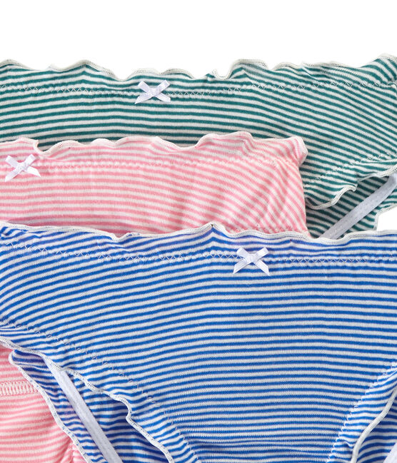 Set of 3 light cotton ruffled panties for woman . white