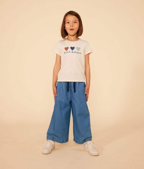 Girls' Lightweight Jersey T-Shirt AVALANCHE white/MEDIEVAL