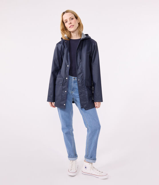 Iconic Recycled Fabric and Organic Cotton Raincoat SMOKING blue