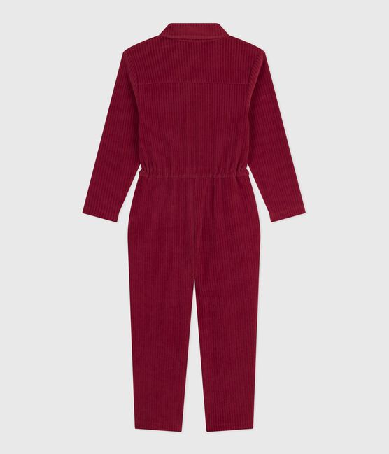Children's long jumpsuit in plain terry velour AMARANTE