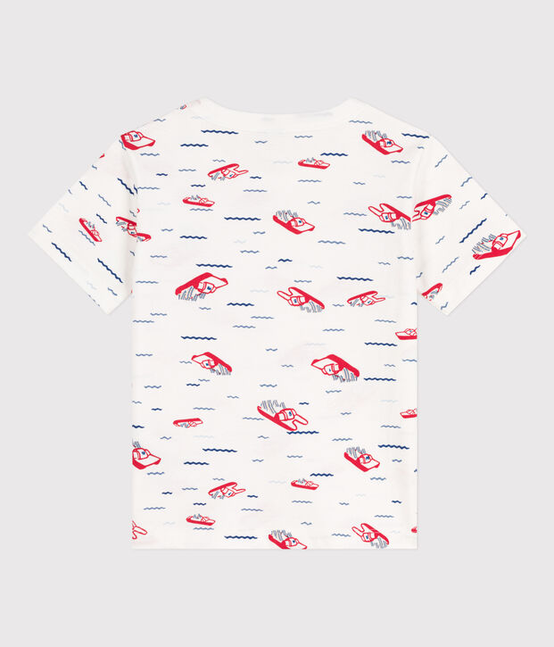 Boys' Short-Sleeved Patterned T-Shirt white/multicolor