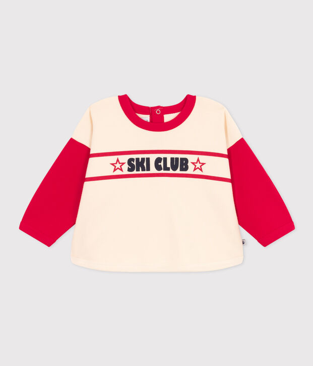 Babies' Patterned Fleece Sweatshirt Ecru/CORIDA