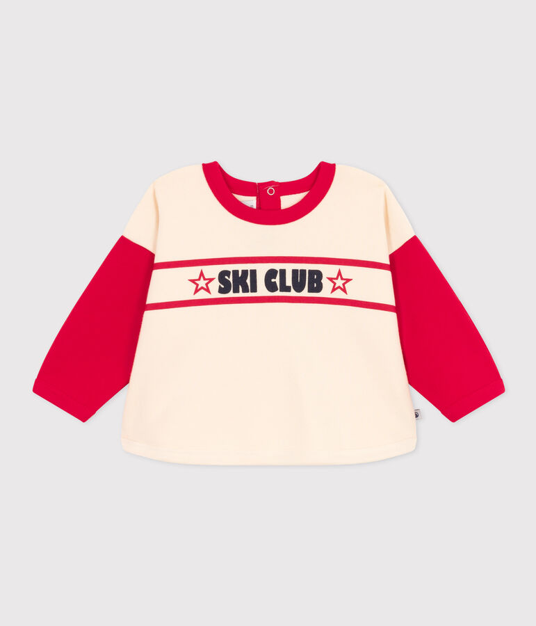 Babies' Patterned Fleece Sweatshirt Ecru/CORIDA