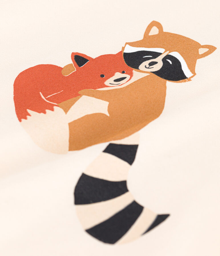 Babies' short-sleeved fine jersey T-shirt Ecru/green