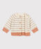 Babies' Wool Knit Stripy Cardigan MARSHMALLOW white/MULTICO white