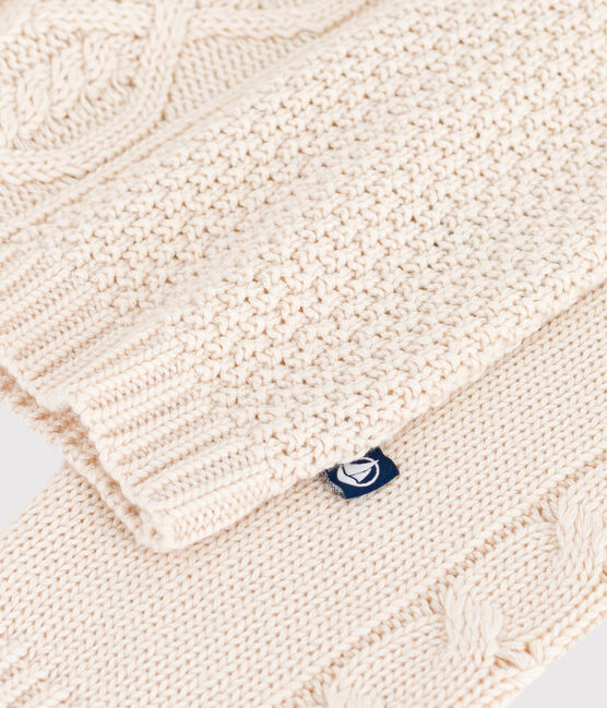 Women's plain cable-knit wool and cotton jumper AVALANCHE Ecru