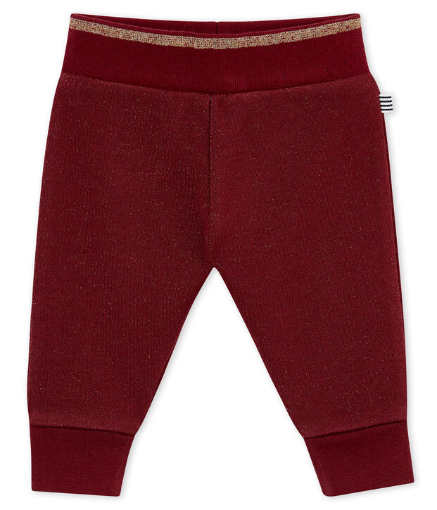 Baby girl's shiny cotton sweatshirt trousers red/yellow