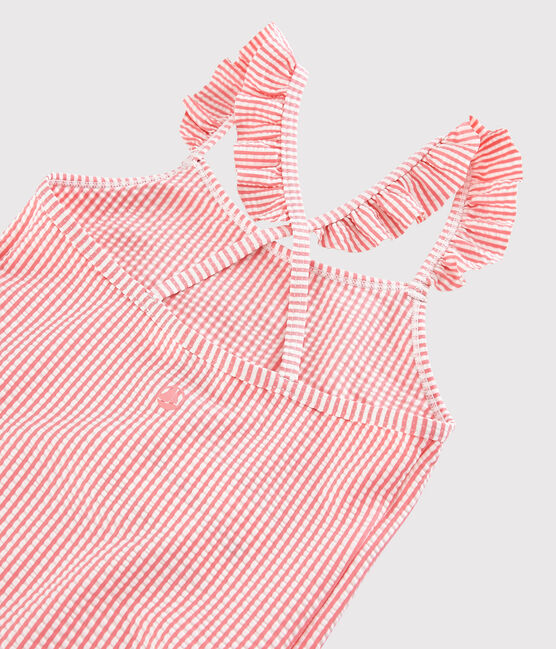 Girls' One-Piece Recycled Swimsuit GRETEL pink/MARSHMALLOW white