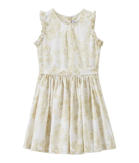 Girl's sleeveless print dress MARSHMALLOW white/MULTICO white