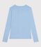 Women's long sleeved plain cotton T-shirt FLO blue