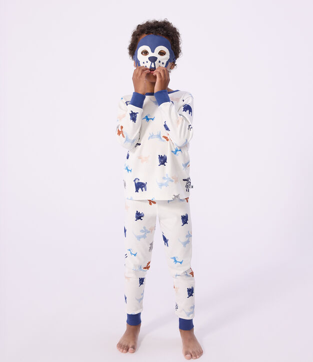 Children's dog print cotton fancy dress pyjamas white/multicolor