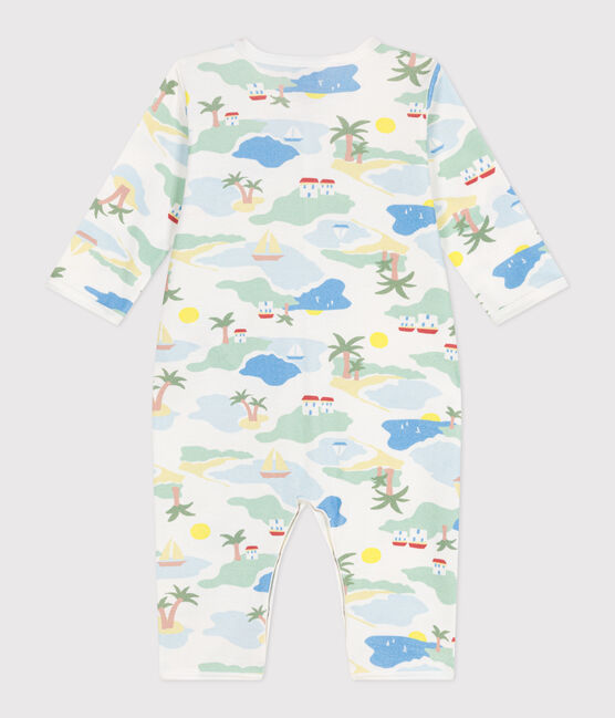Babies' printed cotton footless pyjama suit MARSHMALLOW white/MULTICO white