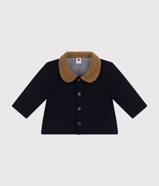 Babies' plain woollen cloth jacket SMOKING blue