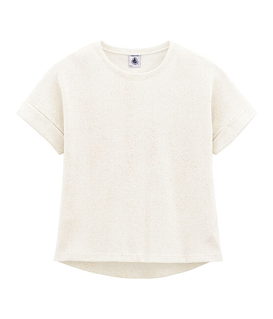 Girls' Short-sleeved T-shirt MARSHMALLOW white/COPPER pink