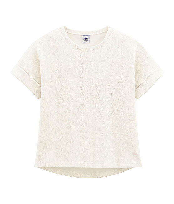 Girls' Short-sleeved T-shirt MARSHMALLOW white/COPPER pink