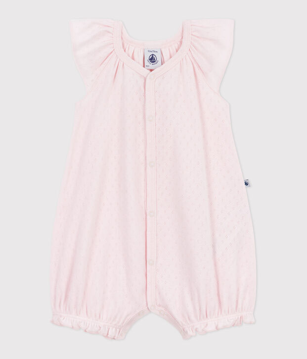 Babies' short plain cotton jumpsuit FLEUR