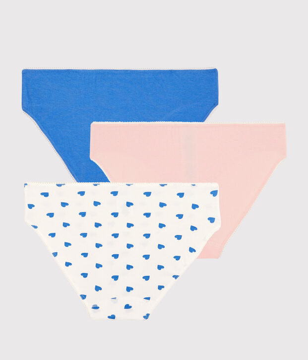 Girls' Heart Patterned Cotton and Elastane Briefs - 3-Pack multicolor