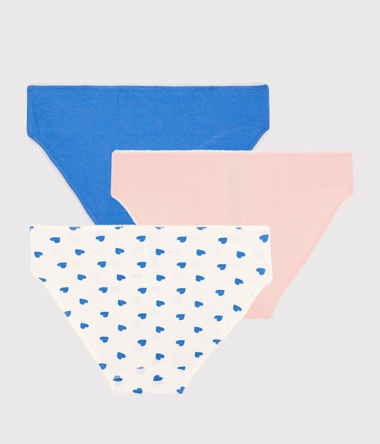 Girls' Heart Patterned Cotton and Elastane Briefs - 3-Pack multicolor