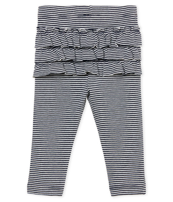 Baby girls' pinstriped leggings SMOKING blue/MARSHMALLOW white