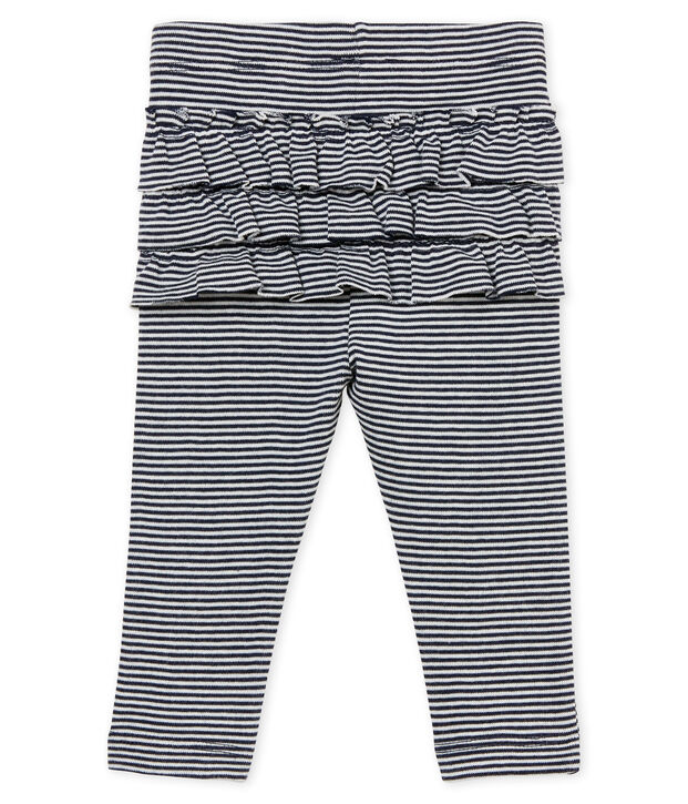 Baby girls' pinstriped leggings blue/white