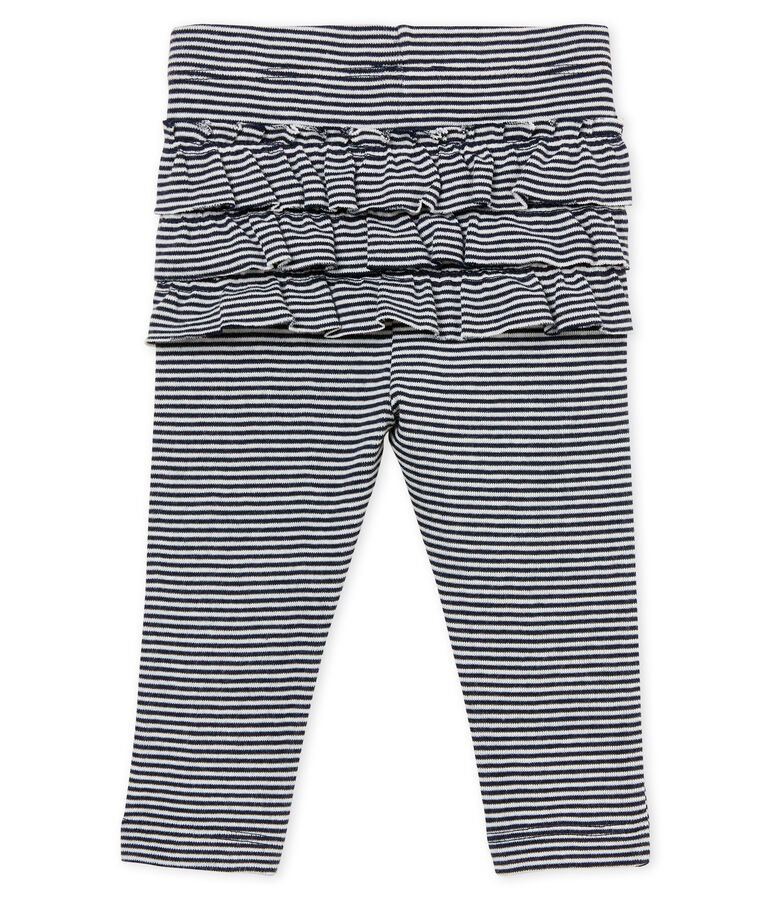 Baby girls' pinstriped leggings blue/white