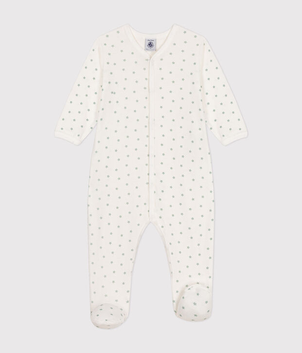 Babies' Starry Cotton Pyjamas white/green