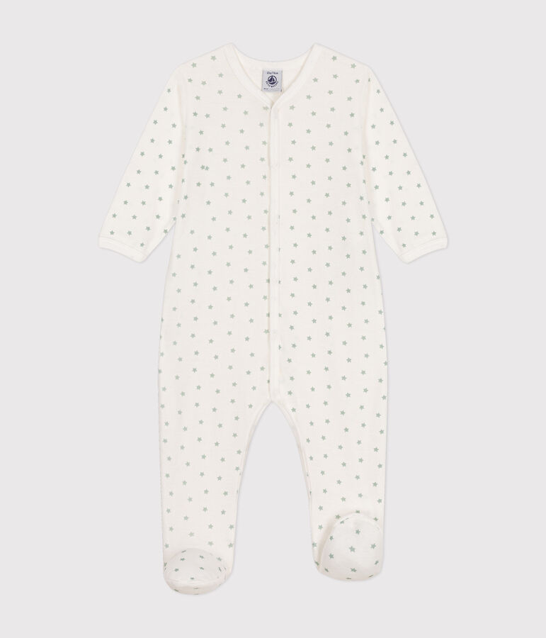 Babies' Starry Cotton Pyjamas MARSHMALLOW white/HERBIER