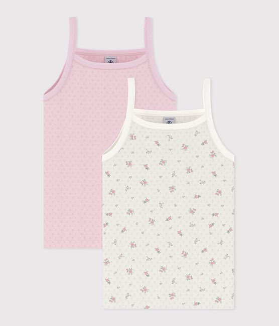 Pack of children's floral print openwork cotton tank tops variante 1