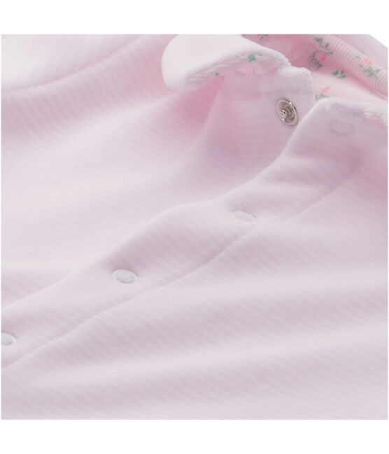 Baby's milleraies striped velour pyjamas VIENNE pink/ECUME white